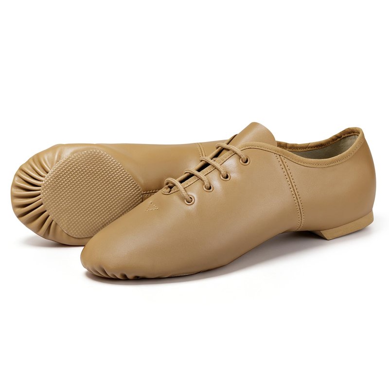 Linodes Leather Lace Up Unisex Jazz Shoe for Women and Men's Dance Shoes Brown 8.5M UPD