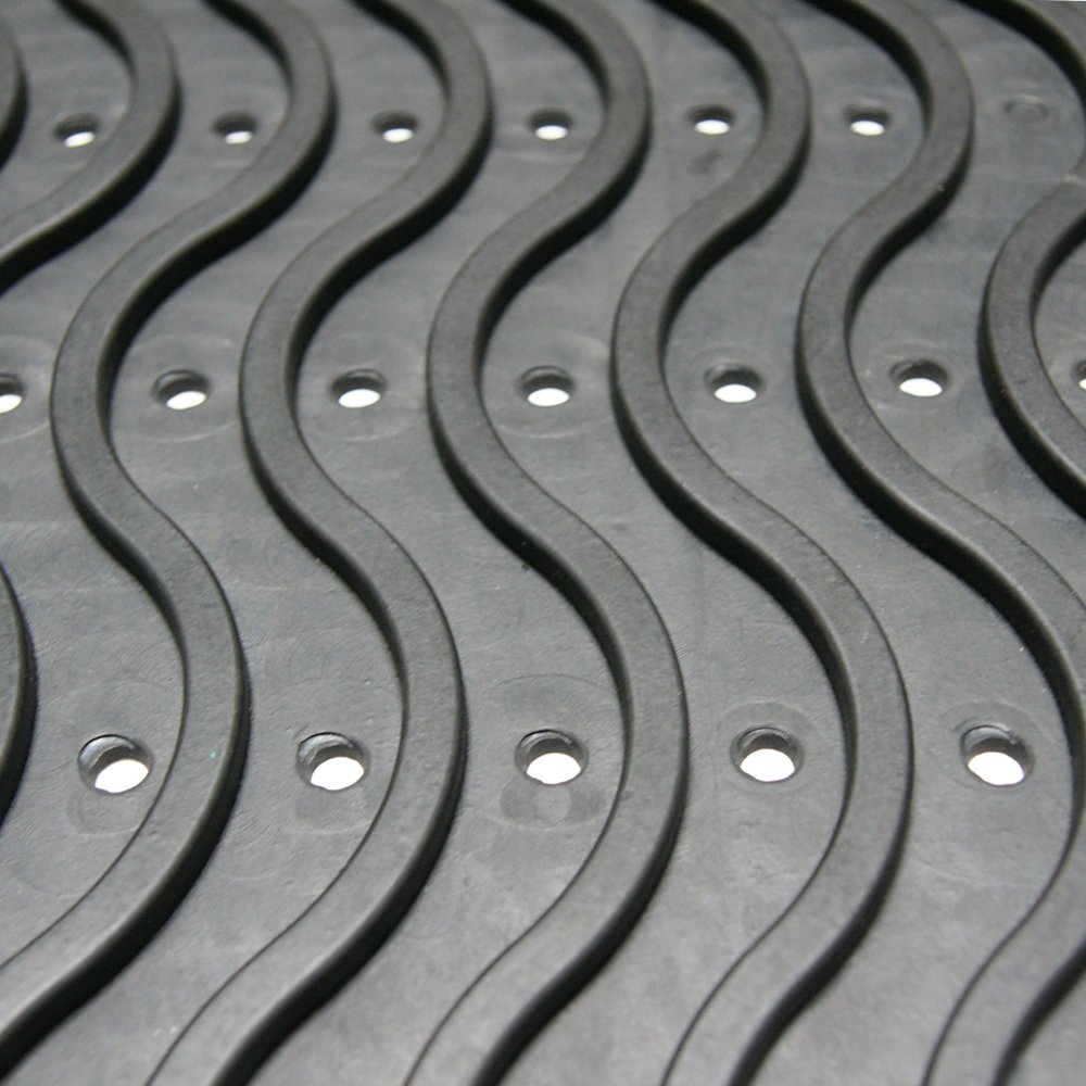 Rubber-Cal 03-237-WA "Dura-Scraper Wave" Commercial Entrance Rubber Mat, 3/8" Thick x 24" x 36", Black