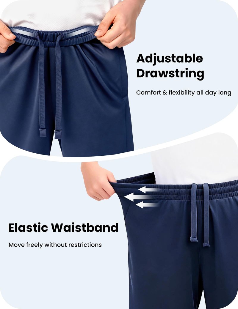 MLYENX 5 Pack Boys Athletic Shorts Active Performance Youth Kids Basketball Shorts Quick Dry with Elastic Waist Pockets