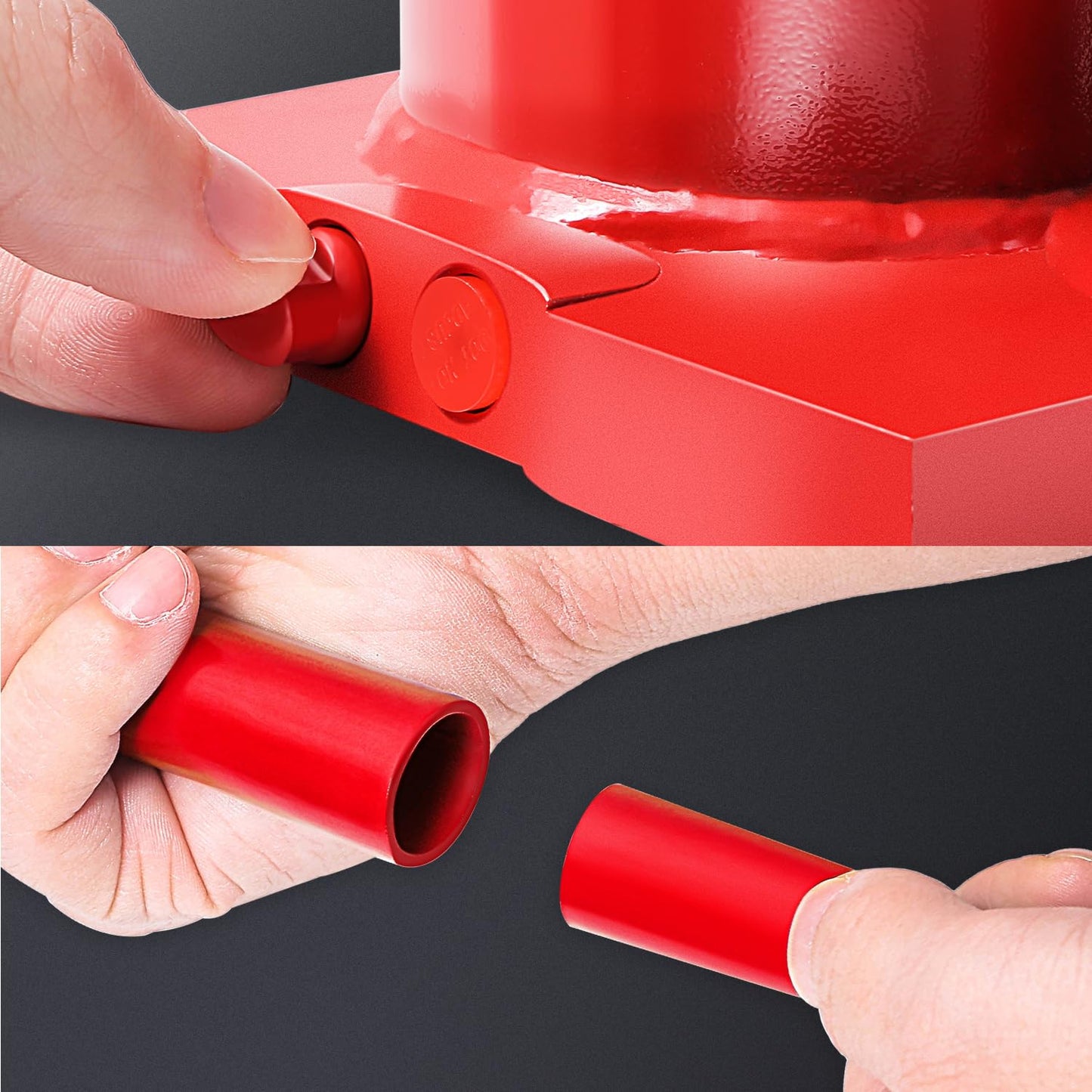 DNA MOTORING 8 tons / 17637 lbs Lifting Automotive Welded Hydraulic Bottle Jack for Repair Vehicle, Pickup, Truck, w/Manual Handle, Red,TOOLS-00358