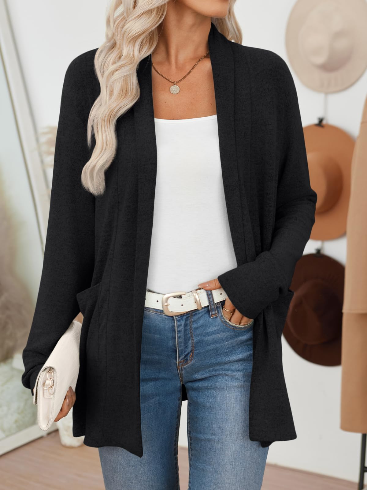 LILLUSORY Cardigan Sweaters for Women Lightweight Open Front Cardigans Casual Loose 2025 Fall Sweater with Pockets