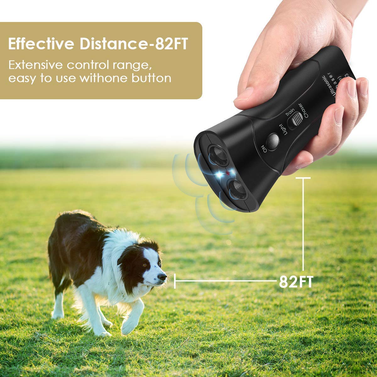 Amazingbuy Ultrasonic Dog Trainer Device Electronic Dog Deterrent/Dog Barking Control Devices Training Tool Stop Barking Sonic Dog Repeller (Black)