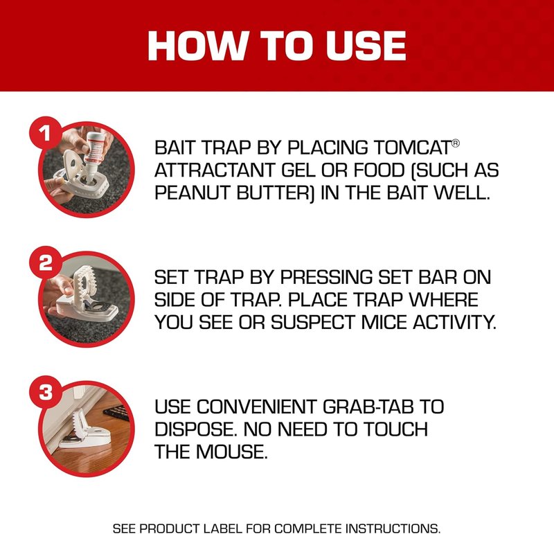 Tomcat Rat & Mouse Trap Bundle - 2 Press 'N Set Traps & 1 Rat Snap Trap with Attractant Gel