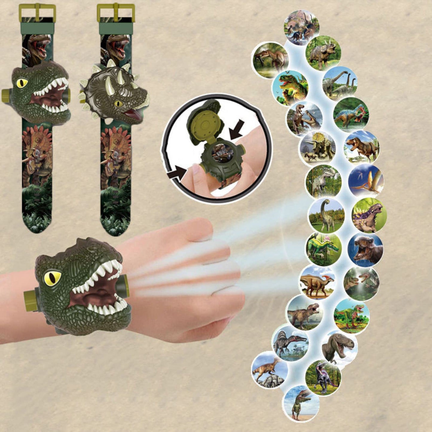 Cartoon Watch Dinosaur Projection Children's Watch 3D Tyrannosaurus Electronic Watches for Kids Gift