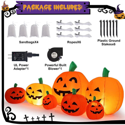 Sizonjoy 7 Ft Halloween Blow up Inflatable Pumpkin Decoration-Lighted Halloween Inflatable Pumpkin for Home Yard Garden Indoor and Outdoor Decoration
