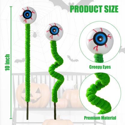 Sggvecsy 15 Pcs Artificial Halloween Eyeball Picks Faux Stem Floral Branches Green Decorative for Flower Arrangemant Table Centerpiece Halloween DIY Crafts Festival Home Decoration