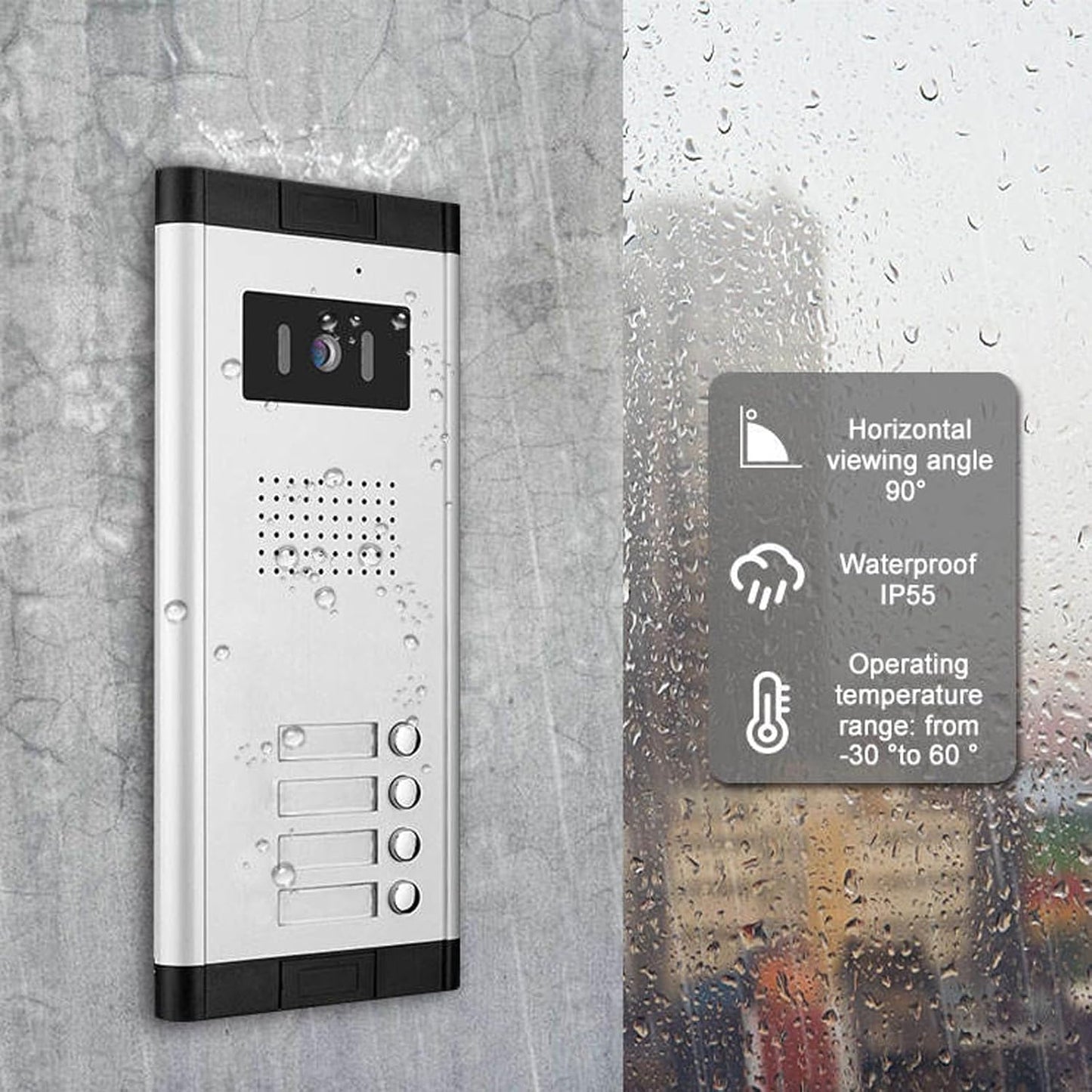 Wired Video Intercom System,7 Inch Ring Video Doorbell with IR Night Vision,HD Camera Kits,IR Outdoor Camera,Dual-Way Intercom for Villa Home Office Apartment (1 Bell +6 Monitor)
