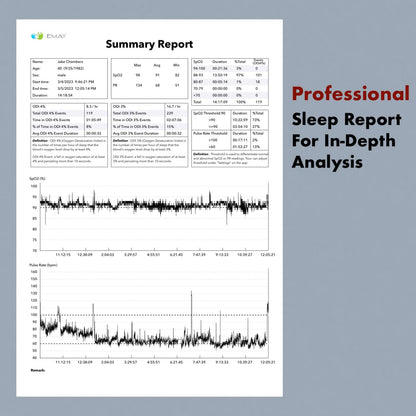 EMAY Sleep Oxygen Monitor with Built-in Recording Capability | Track Continuous Blood Oxygen Levels & Pulse Rate Overnight | Provides Sleep Report & Raw Data