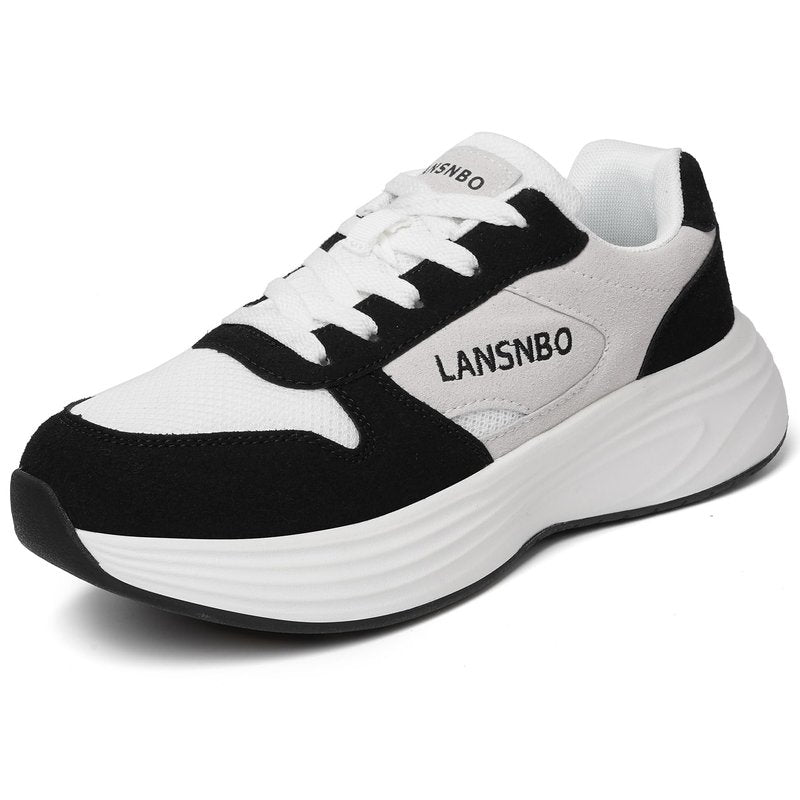 LANSNBO Women's Running Walking Shoes Wide Cushioned Comfortable Breathable Lightweight Non-Slip Athletic Fashion Sneakers for Tennis Gym Workout Fitness Cross Training Casual Footwear (Black 37)