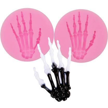 HengKe 2 Pieces Skeleton Hands Molds Halloween party for Sugarcraft, Cake Decoration, Handmade Ice Cream,Cupcake Topper, Chocolate, Pastry, Cookie Decor, Jewelry, Polymer Clay, Crafting Projects