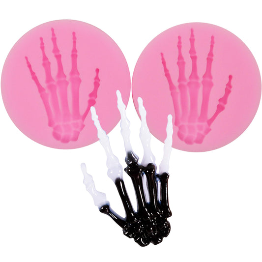 HengKe 2 Pieces Skeleton Hands Molds Halloween party for Sugarcraft, Cake Decoration, Handmade Ice Cream,Cupcake Topper, Chocolate, Pastry, Cookie Decor, Jewelry, Polymer Clay, Crafting Projects