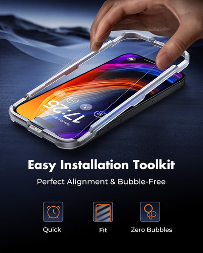 UNBREAKcable 2-Pack Screen Protector for iPhone 16e/13/13 Pro/14, Double Shatterproof Tempered Glass [Easy Installation] [9H Hardness] [99.99% HD] [Case Friendly] for Apple 13 Pro/13/14/16e 6.1 inch