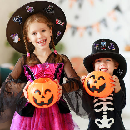 AUGSUN 60pcs Halloween Iron on Patches Random Assorted Halloween Embroidered Sew Applique Repair Patch Cute Skull Pumpkin Ghost Black Cat Witch Bats Patches for Clothing Jacket Dress Backpack Hat