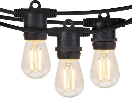 Brightech Ambience Pro 105Ft LED String Lights - 1W Commercial Grade Patio Lighting Outdoor Waterproof - Heavy Duty Dimmable Vintage Edison Porch Lights for Outside, Backyard - 34 Bulbs, Soft White