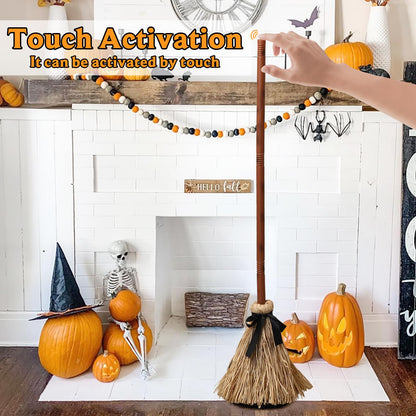 Halloween Decoration- 43.5 Inches Tall Animated Floating Witch's Broom –Haunted Dancing Broom for Indoor Party Home Floor Decor