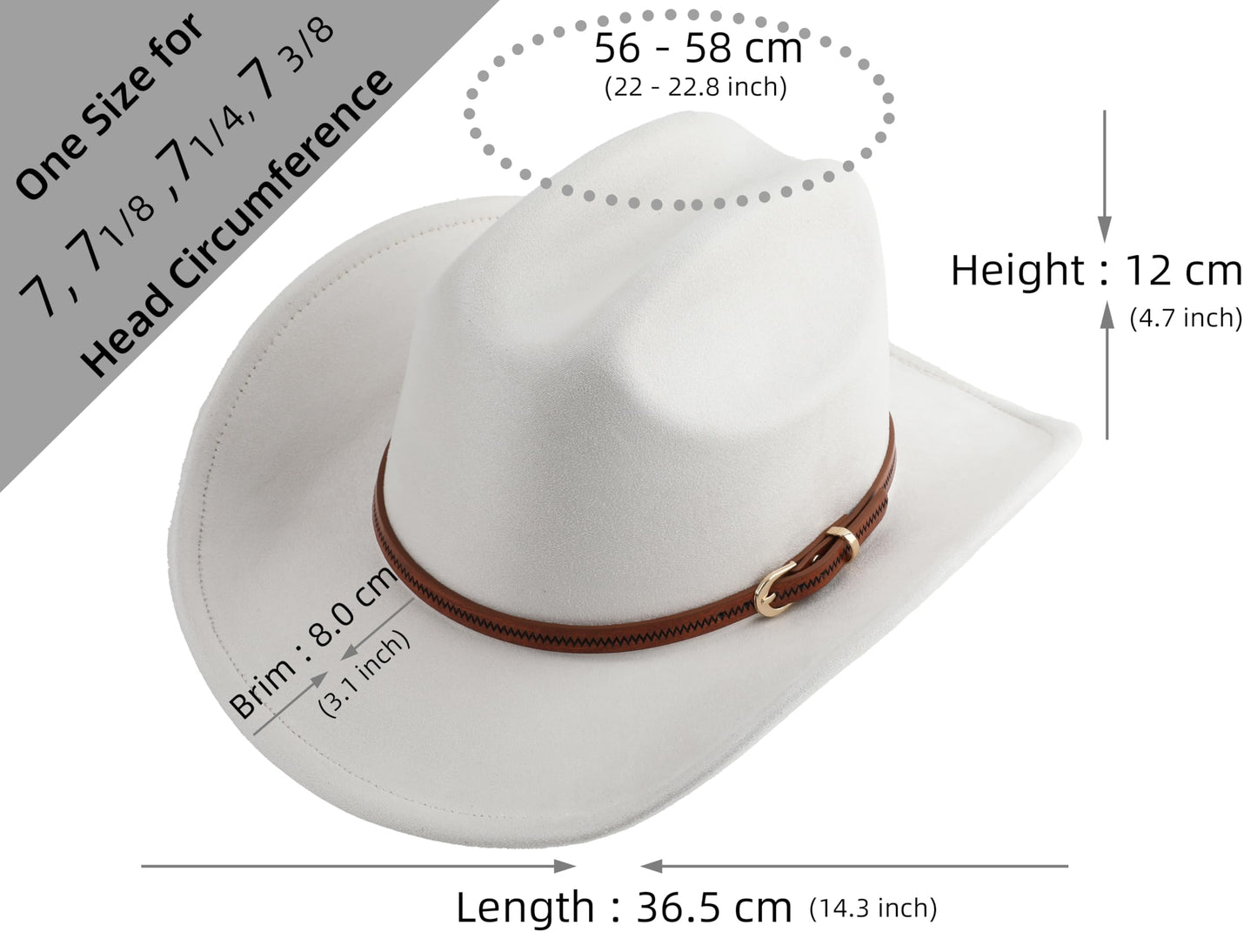 Pro Celia Cowboy Hat for Women and Men Wide Brim Western Cowgirl Hat (US, Alpha, One Size, Ivory)