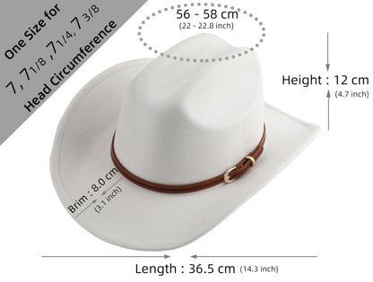 Pro Celia Cowboy Hat for Women and Men Wide Brim Western Cowgirl Hat (US, Alpha, One Size, Ivory)