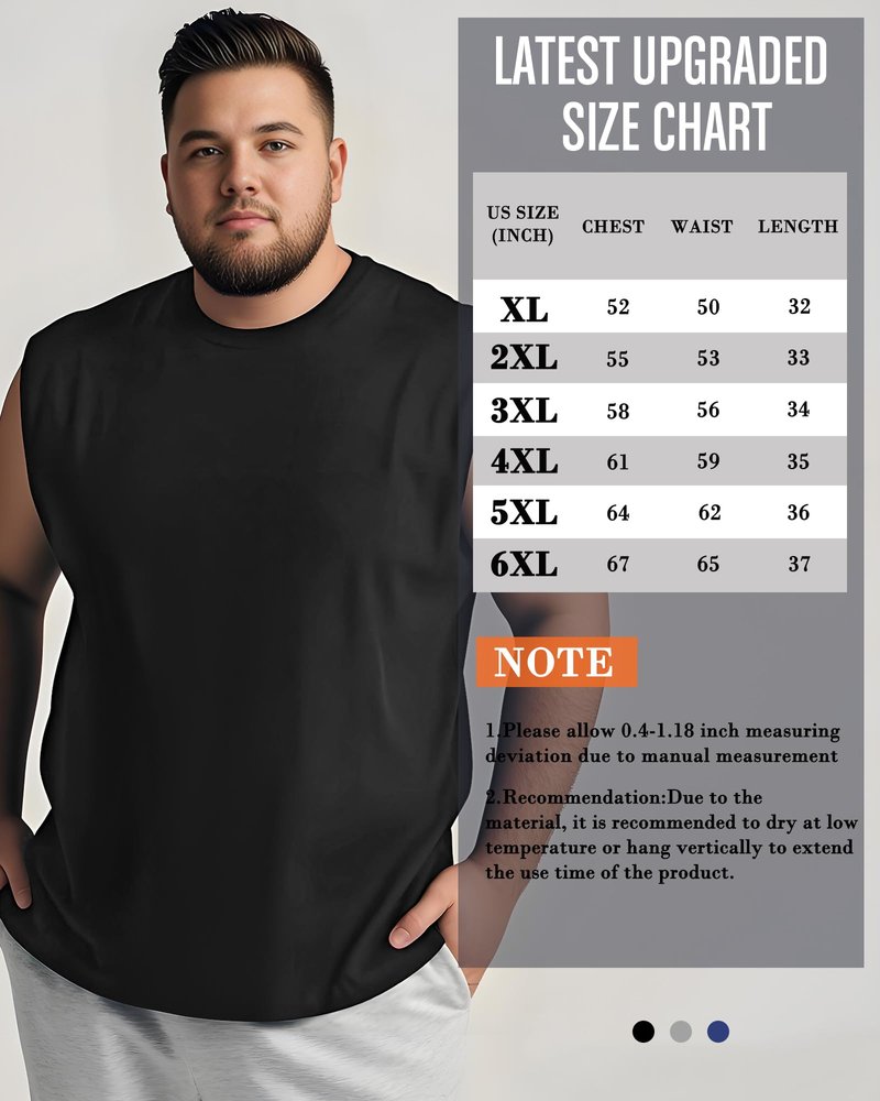 Taiyin 3 Pack Men's Big and Tall Tank Tops Quick Dry Muscle Workout Sleeveless T Shirts Summer Gym Active Undershirts(Black, Gray, Navy Blue,2X-Large Big Tall)