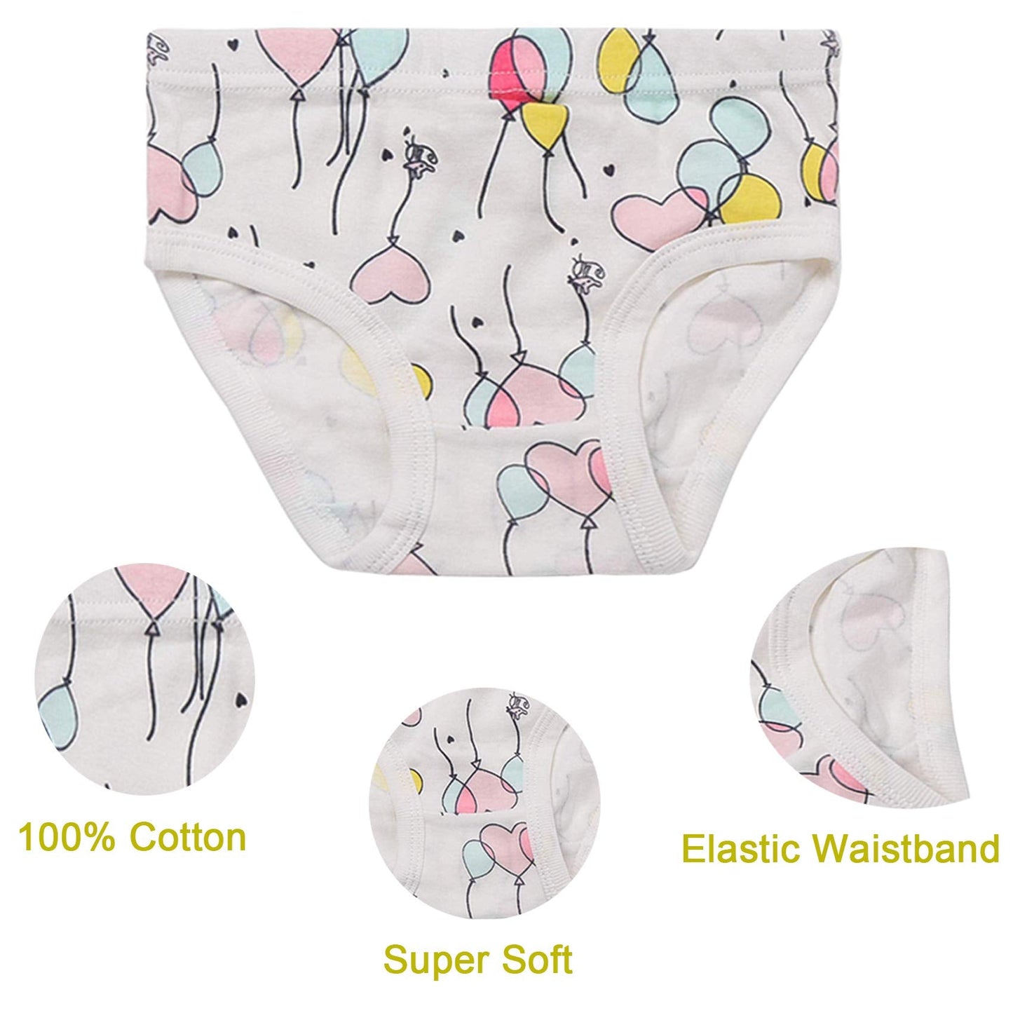 Girls' Knickers 9 Pack Comfortable Briefs Girls Cotton (3-4 Years) MULTICOLOR,Size:110