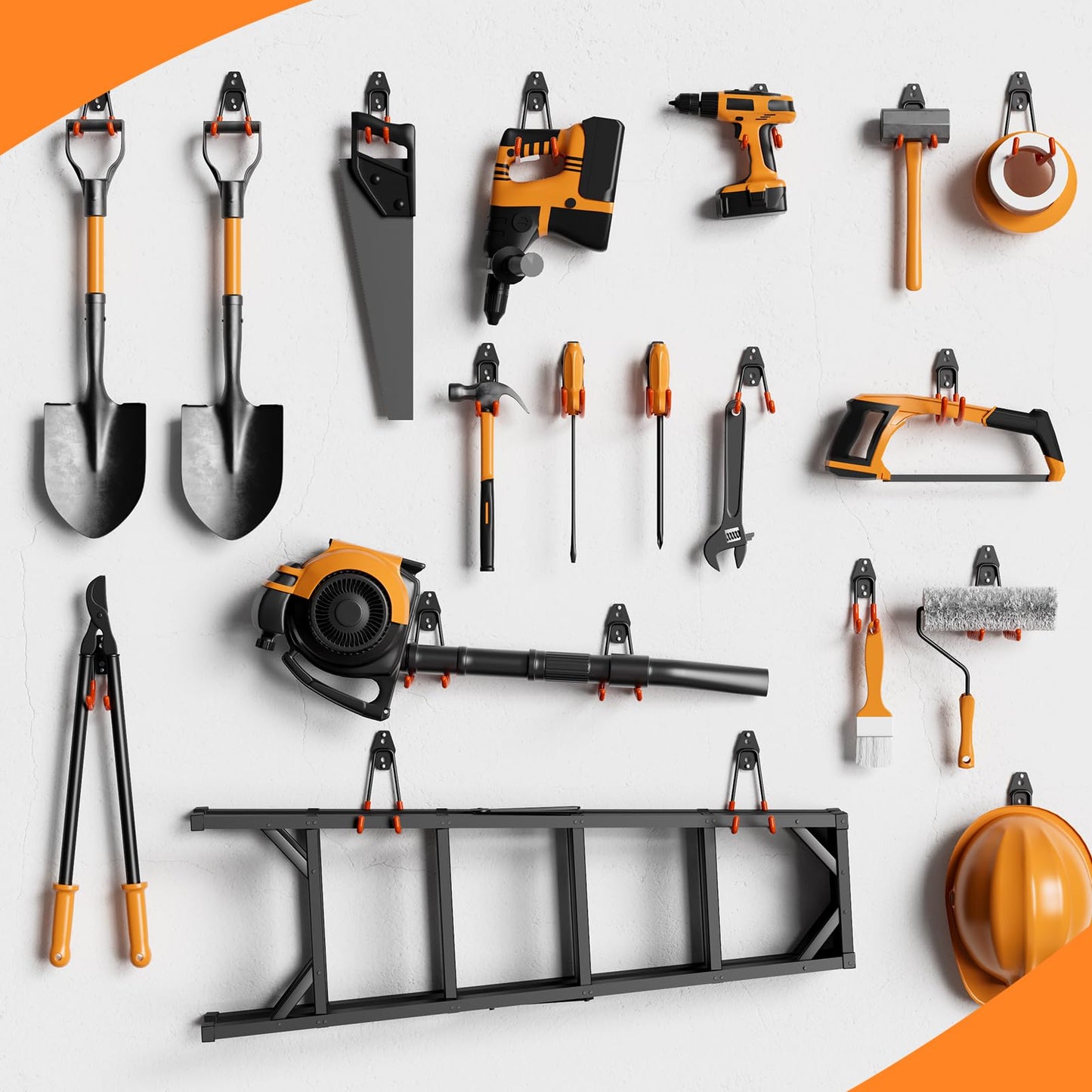 HSTMYFS 10 Pack Heavy Duty Garage Hooks with 2 Extension Cord Holder, Utility Steel Storage Hooks, Wall Mount Hooks & Tool Organiser Hanger, Hanging for Bike, Garden & Shed Tools, Ladder, Hose
