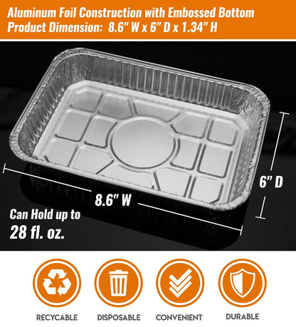 NUPICK 30 Pack Grill Drip Pans Compatible for Weber, 6415 Grill Accessories for Weber Spirit, Genesis, Traveler, Q Series - Grill Grease Pan Liners - Disposable Aluminum Foil Grease Trays - 8.5" X 6"