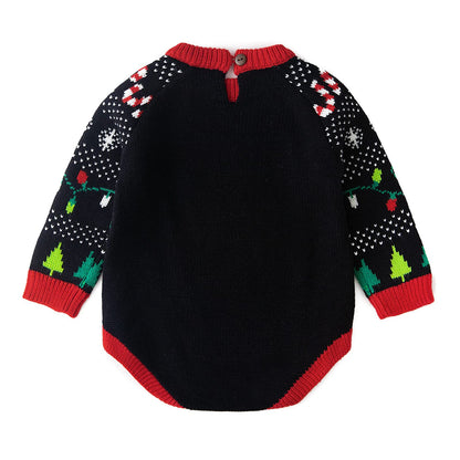Simplee kids Baby Boys Girls Ugly Christmas Sweater Romper Winter Knitted Pullover Onesies for 12 Months Black