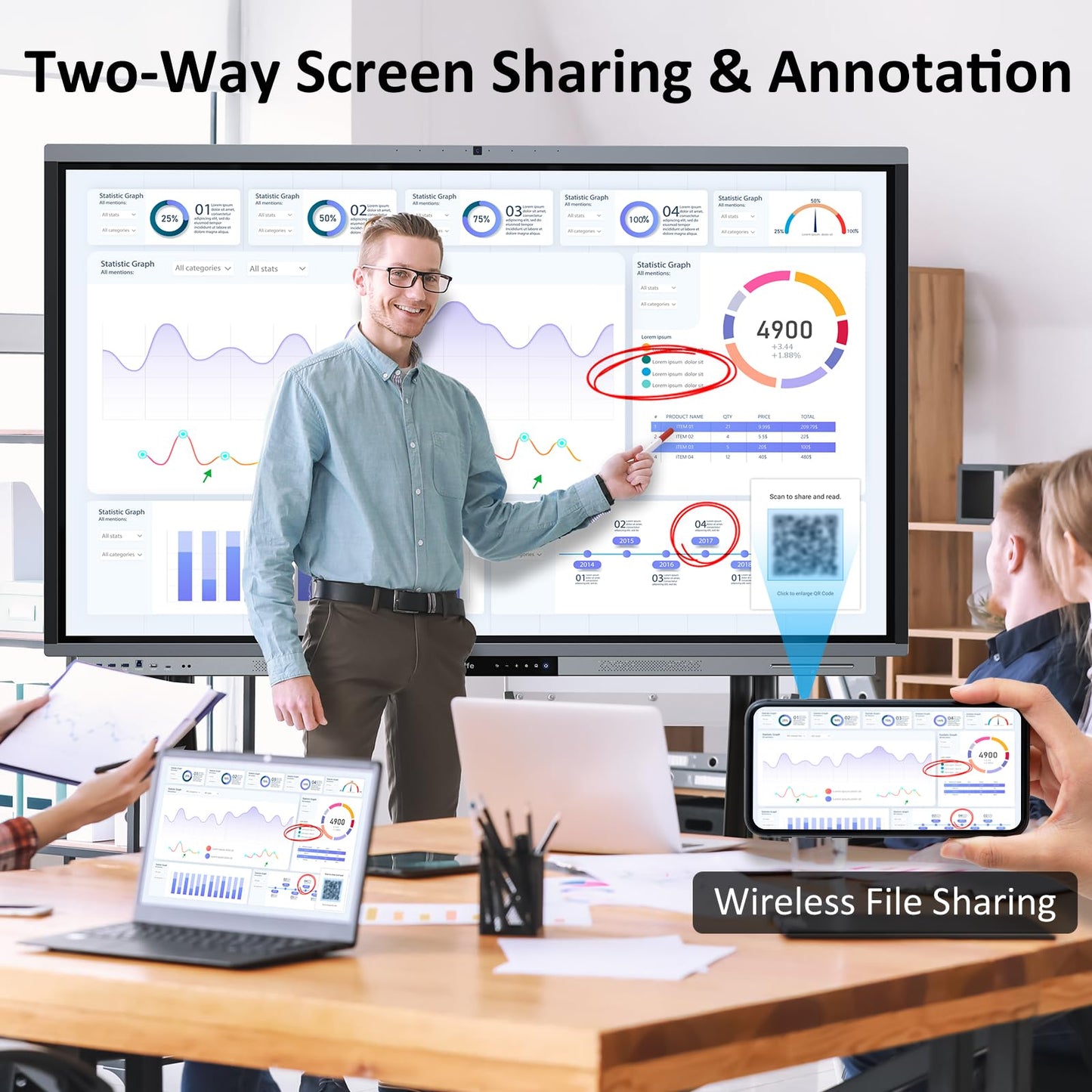 Shiarffe R9 Smart Board 75 Inch 4K Interactive Whiteboard