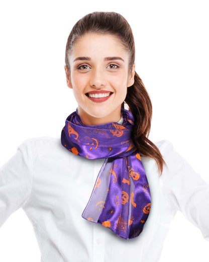 CBC Crown Halloween Theme Scarf Pumpkin Pattern Halloween Theme Scarf (PURPLE-HALLOWEEN-13 x 60")