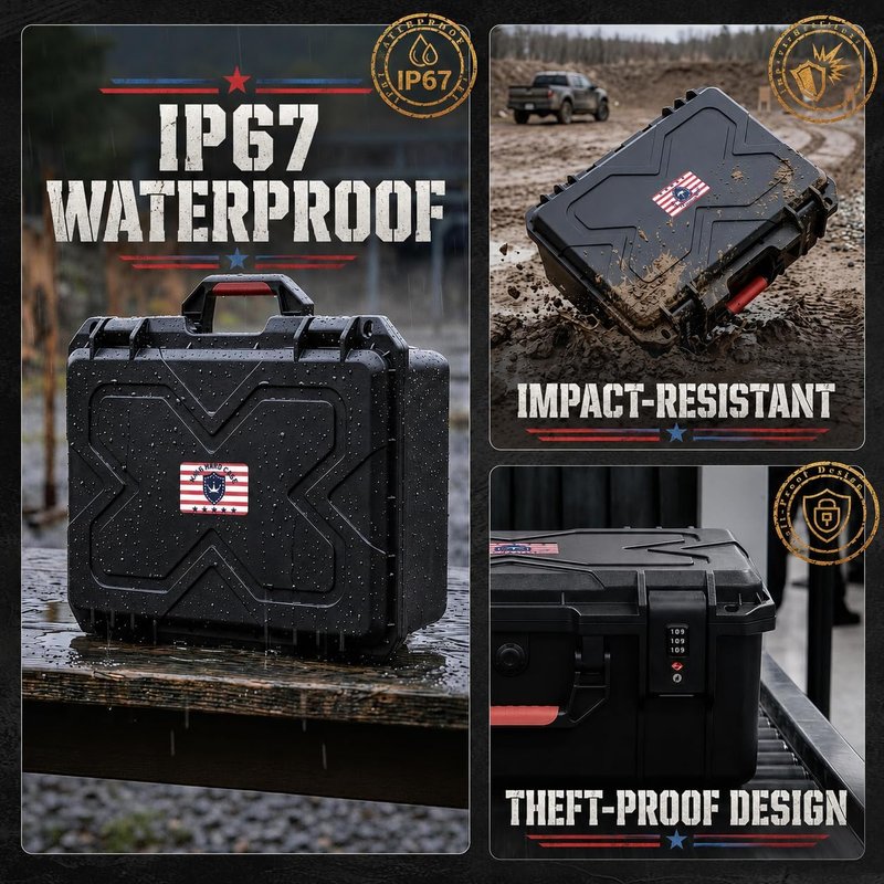 Pistol Gun Case - Shockproof & Waterproof Hard Case with Pre-Cut Foam | Holds Multiple Handguns, TSA Approved Locks
