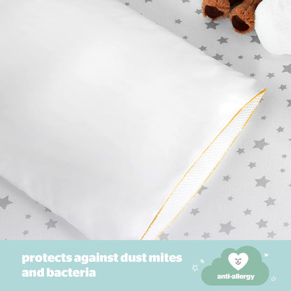 Silentnight Safe Nights Breathable Cot Bed Pillow - Toddler Baby Pillow with Mesh Sides for Comfortable and Fresh Sleeping - Anti Allergy and Machine Washable White
