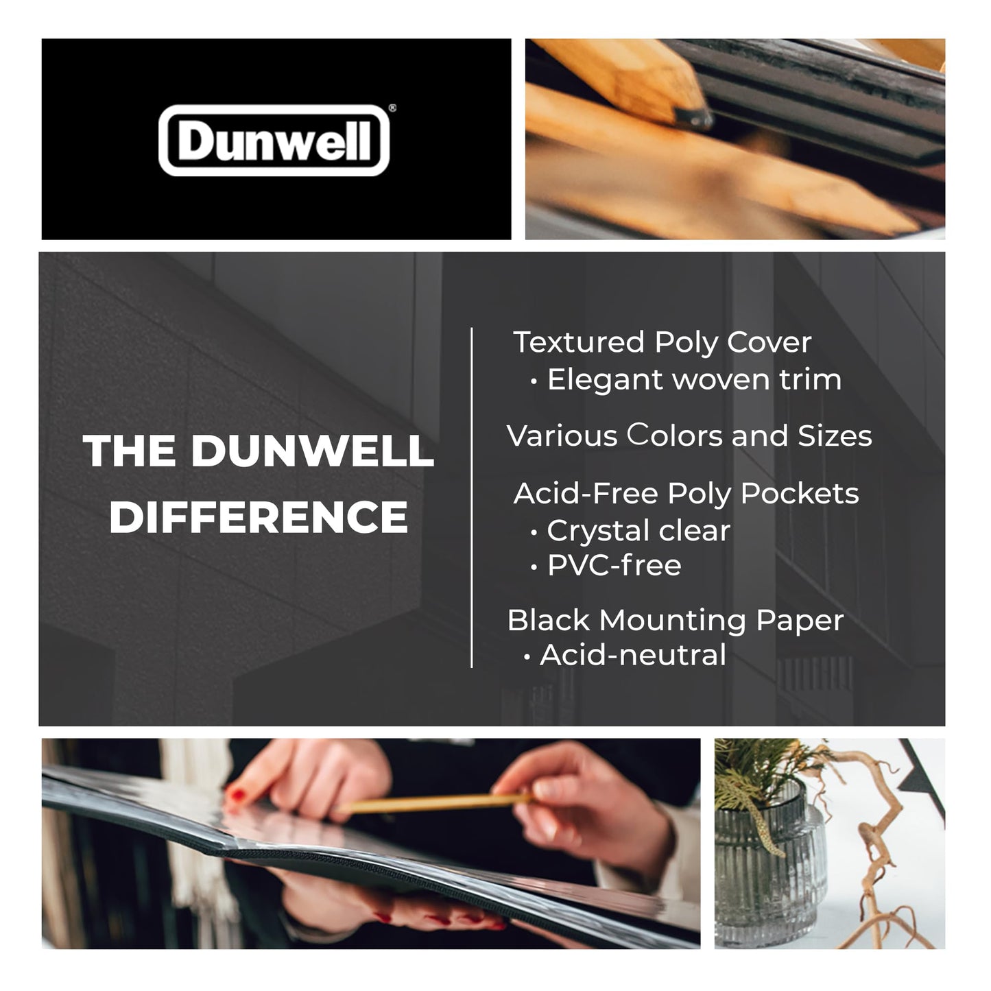 Dunwell 9x12 Art Portfolio Binder, Black Mounting Paper, Portfolio Binder for Artwork, 9 x 12 Art Folder, 24 Pockets Display 48 Pages, Acid-Free Poly Presentation Book