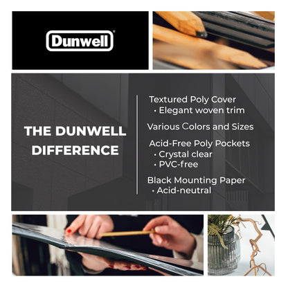 Dunwell 9x12 Art Portfolio Binder, Black Mounting Paper, Portfolio Binder for Artwork, 9 x 12 Art Folder, 24 Pockets Display 48 Pages, Acid-Free Poly Presentation Book