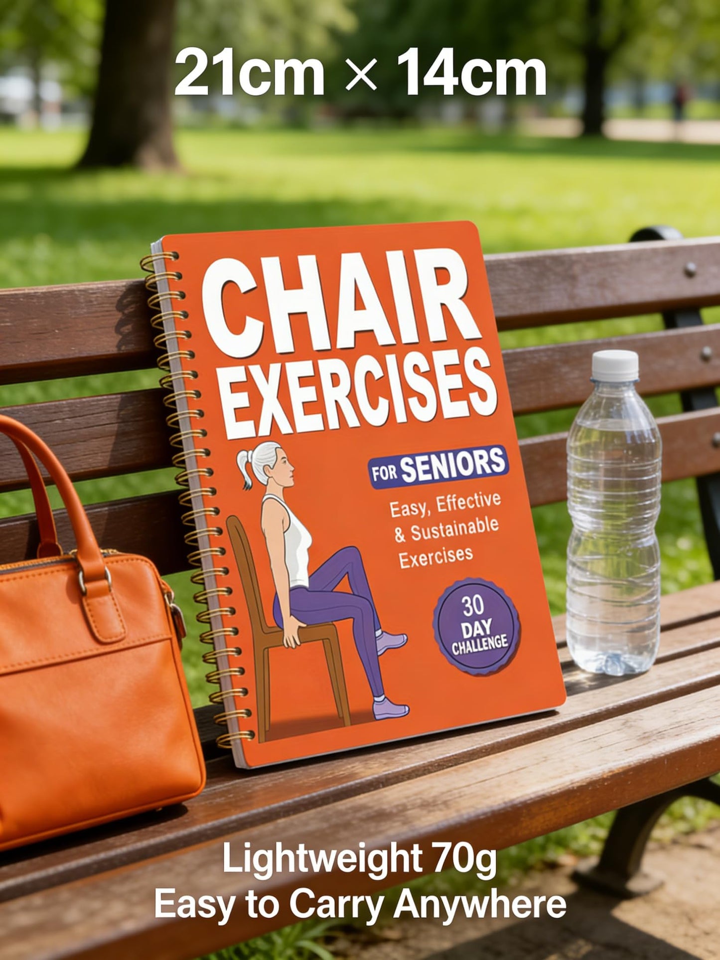 Chair Yoga Book for Seniors Over 60, Orange Cover with Exercise Chart, Gentle Poses for Weight Loss and Mobility, Senior Workout Guide for Beginners