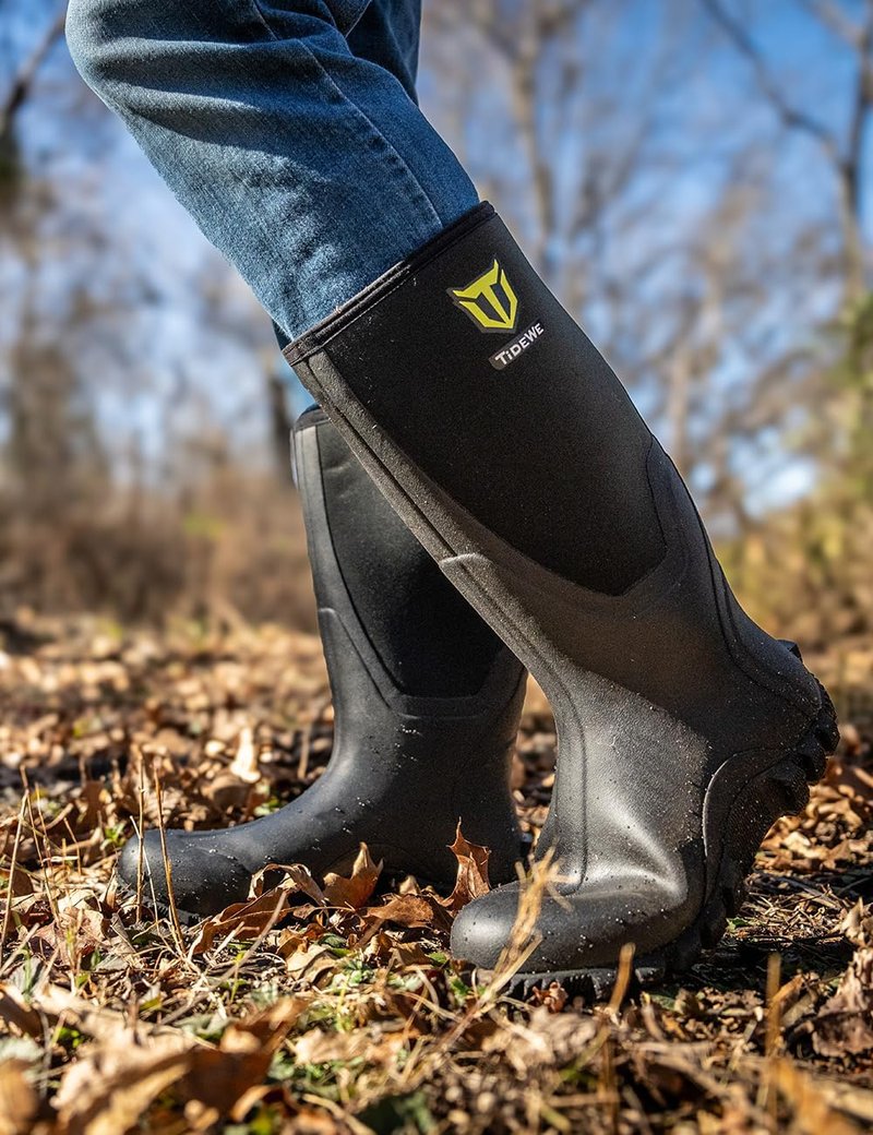 TIDEWE Waterproof Rubber Boots for Men - Multi-Season Outdoor Hunting | 6mm Neoprene, Steel Shank