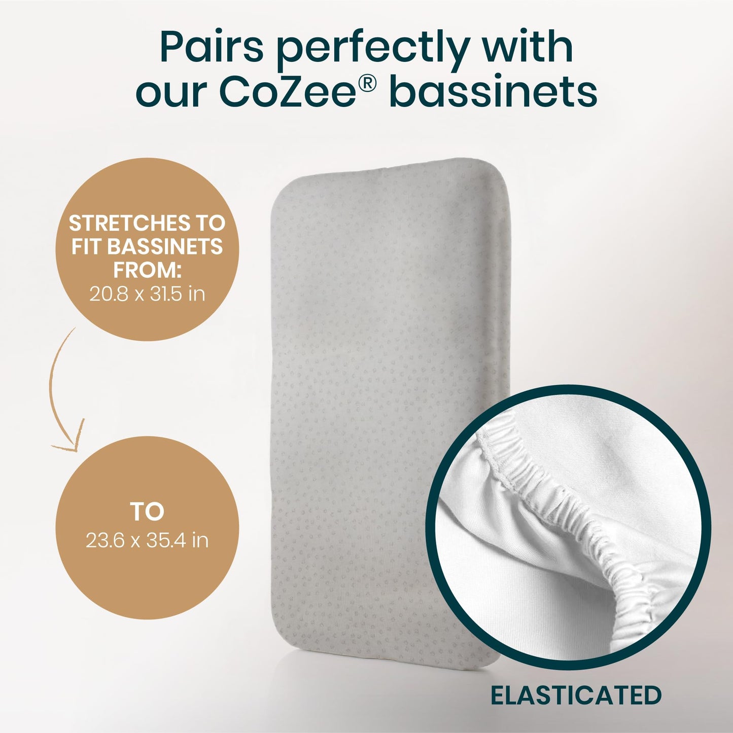Tutti Bambini CoZee Crib Fitted Sheets (2 Pack) - Grey/Cloud 100% Cotton Sheets - For CoZee Bedside Crib