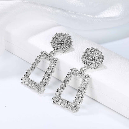 Diamday Earring Clip for Women Gold Hot Pink Ear Clips Women Without Pierced Ears Large Rectangular Geometric Dangle Earrings Fake Earrings Gold Earrings Non Piercing