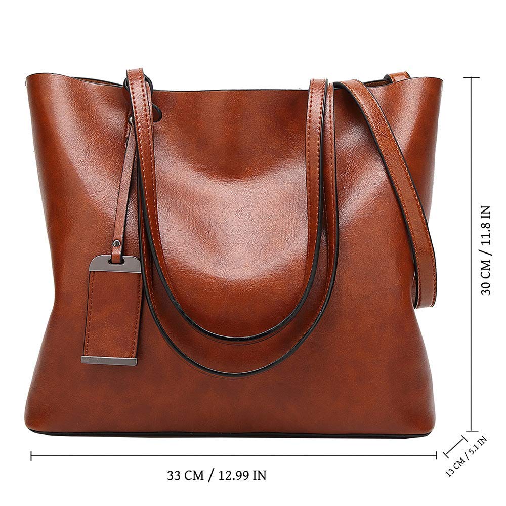 Aileese Womens Soft Leather Handbags Large Capacity Retro Vintage Top-Handle Casual Tote Shoulder Bags Brown