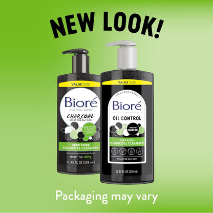 Biore Deep Pore Charcoal Face Wash, Daily Facial Cleanser for Dirt & Makeup Removal, for Oily Skin, 6.77 Oz