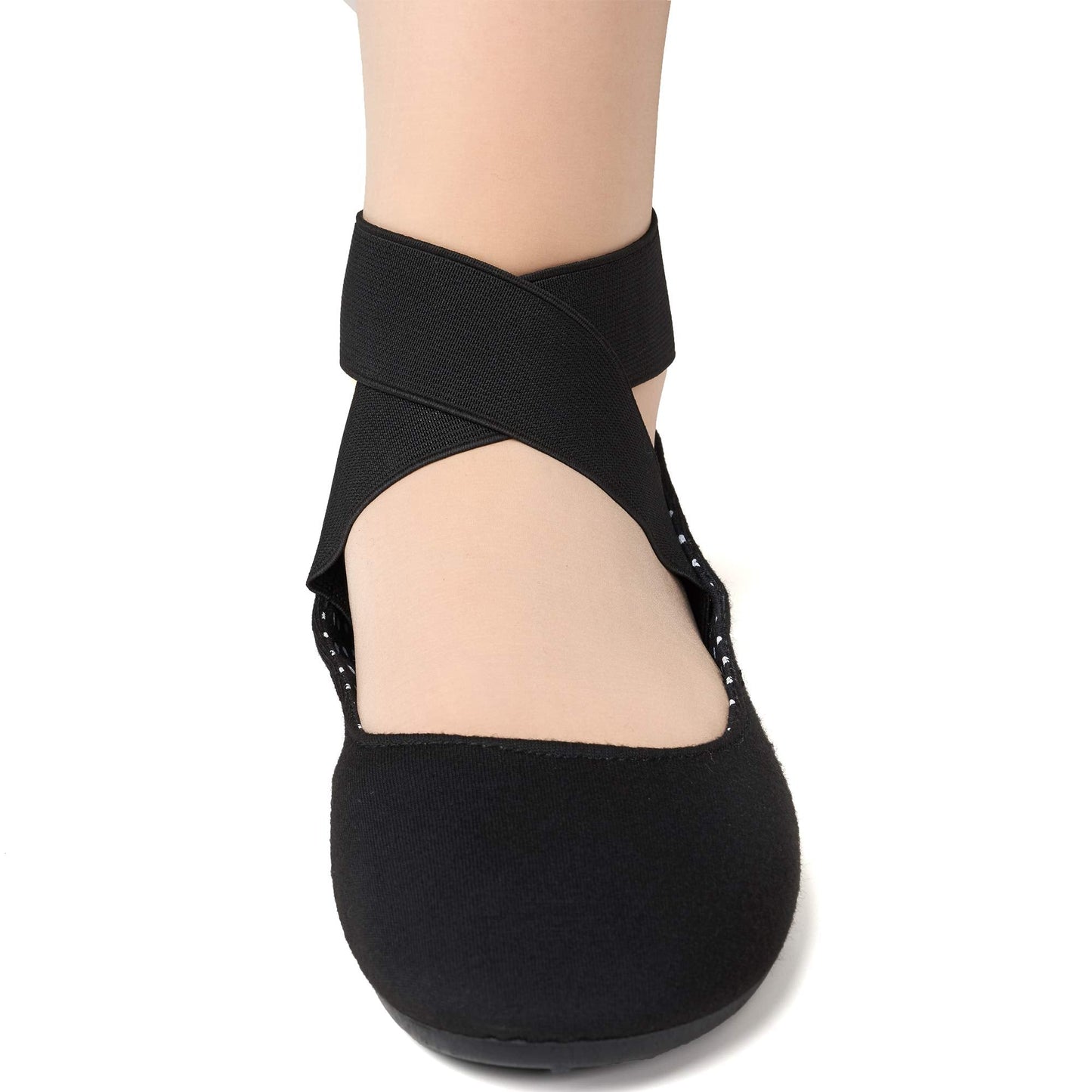 Alpine Swiss Peony Ballet Flats Shoes for Women | Elastic Ankle Strap Flats | Round Closed-Toe Shoes | Slip On Loafers | Padded for Comfort BLK 11