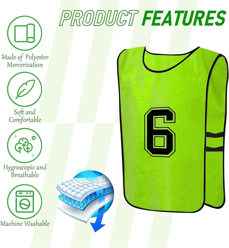 KisSealed 24 Pack Scrimmage Training Vest,Team Sports Pinnies Reversible Numbered Soccer Team Practice Penny Jerseys
