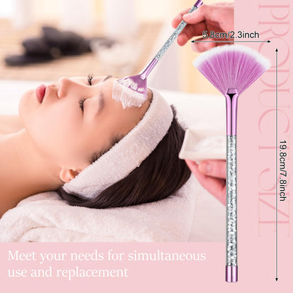 9 Pieces Facial Fan Mask Brushes, Soft Facial Applicator Brushes Tools for Peel Glycolic Makeup for Mud Cream(Champagne)