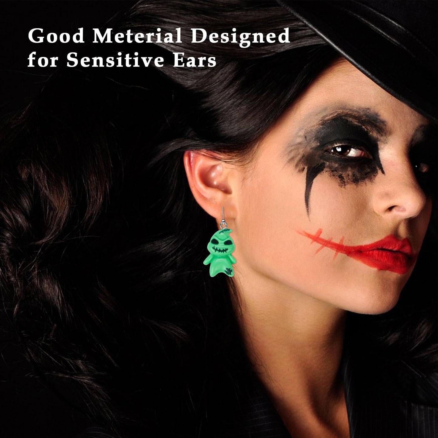 DAYANEY Halloween Earrings for Women Ghostface Earings as Nightmare Movie Before Chrsitmas Gifts, Green Ghost Earrings for Girls Cute Boogcy Costume Halloween Accessories Christmas Jewelry