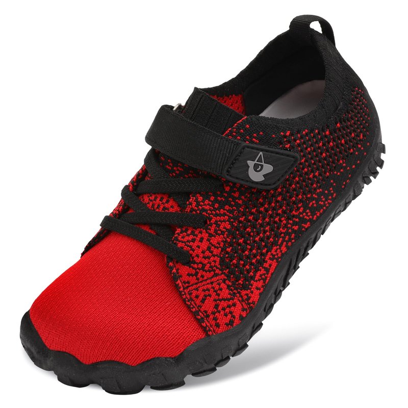 LeIsfIt Kids Shoes Girls Boys Wide Shoes Kids Barefoot Sneakers Lightweight Hiking Shoe for Toddler Little Big Kid RedBlack 4 Big Kid