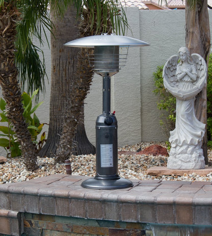 Hiland HLD032-C Portable Table Top Patio Heater, 11,000 BTU, Use 1lb or 20Lb Propane Tank, Hammered Silver