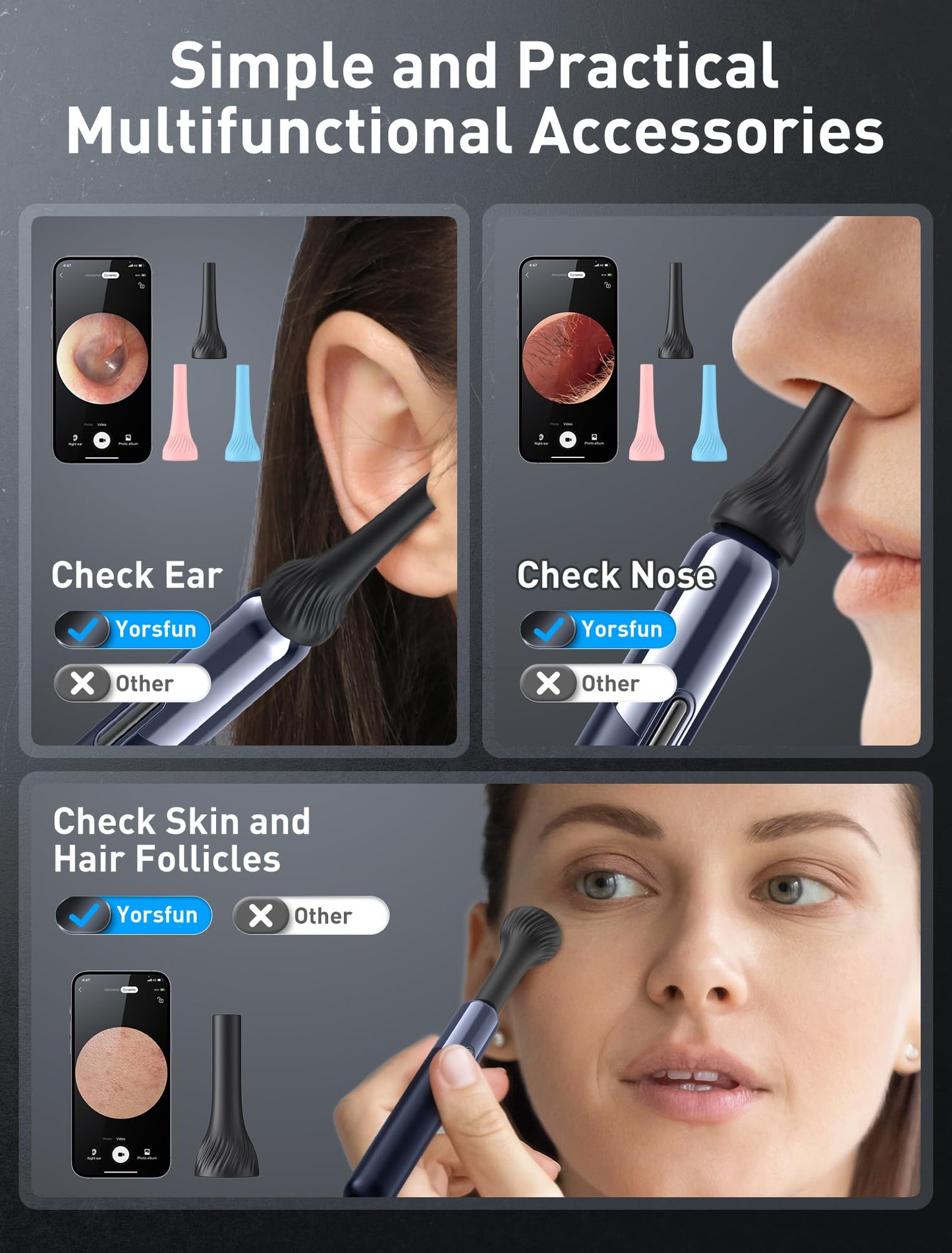 Ear Wax Removal - 3 in 1 Wireless WiFi Rechargeable Ear Cleaner, FSA Eligible Items Only List, 1080P HD Camera Lens & 7 Pcs Ear Set, Ear Cleaning Kit with 15 Replacement Tips, Blue