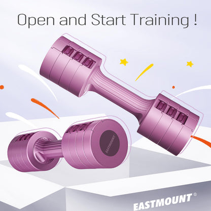 EAST MOUNT Adjustable Dumbbells 5 lb Dumbbells Set of 2 / Pair 10 lb Total Free Weights 6 in 1 Women Hand Weights for Home,Office,Gym Exercise Training 2lb 3lb 4lb 5lb Fast Adjust