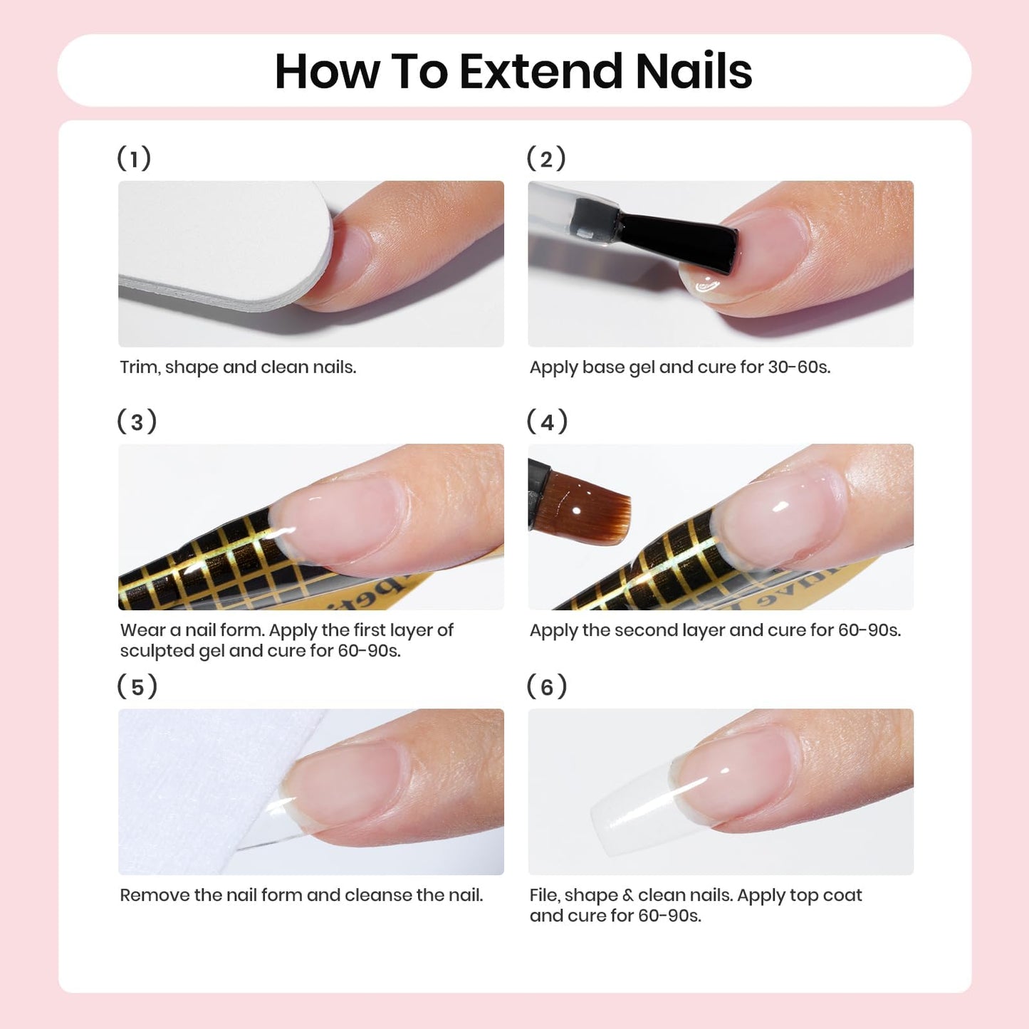 Beetles Builder Gel for Nails-3 Colors 9 in 1 Nail Extension Sculpting Building Clear Nude Pink Hard Gel Kit with Base Top Coat for Pros Women,UV & LED Lamp Cured Needed