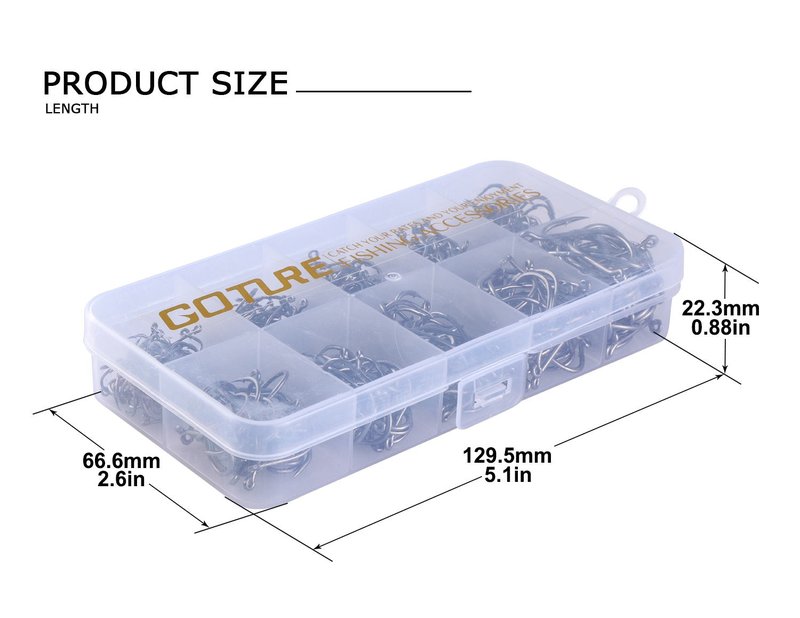 Goture Jig Hooks Set Kit with Fishing Tackle Box Fish Head Hooks (Fish Hook 500pcs（#6-#15）)