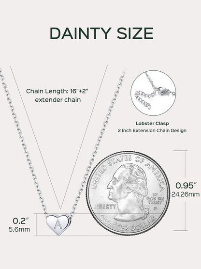 ChicSilver Monogram Necklace Gift for Women 925 Sterling Silver Heart Script Initial Jewelry Letter Pendant Halloween Necklace (Letter L)