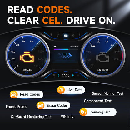 FOXWELL NT301 Plus 2-in-1 OBD2 Scanner Battery Tester, Professional Check Engine Code Reader Car Diagnostic Tool, Live Data, 12V 100-1100CCA Cranking Charging Analyzer for 1996 or Newer Vehicle